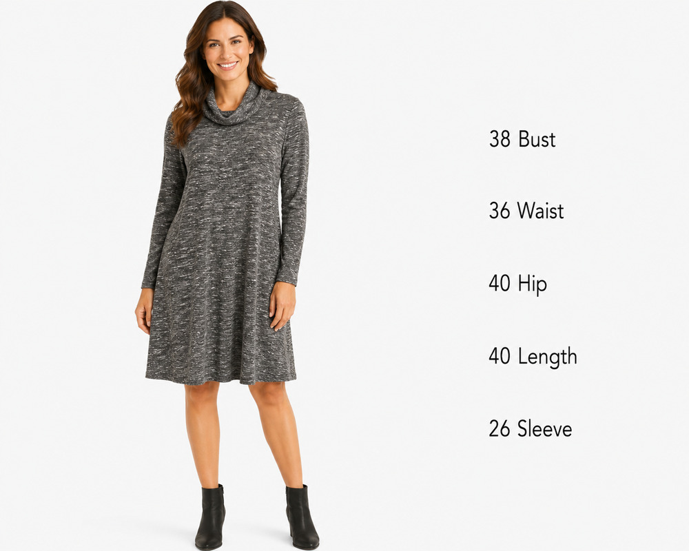 Banana Republic Womens Sweater Knit Cowl Turtleneck Long Sleeve Dress sz M Tall